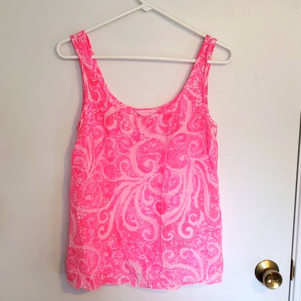 Lilly Pulitzer women's S pink desiged silk tank top